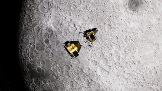 Rendering of Firefly’s Elytra Dark vehicle deploying Blue Ghost into lunar orbit as part of Blue Ghost Mission 4