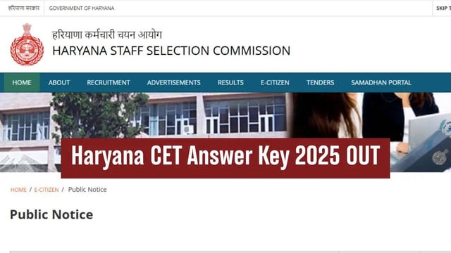 HSSC Releases Haryana CET Group C Provisional Answer Key at hssc.gov.in