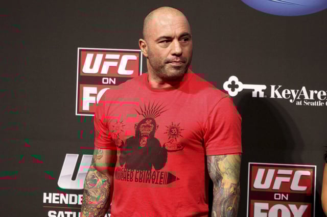 Joe Rogan is seen at the weigh in before a UFC on FOX 5 event in Seattle, Friday, Dec. 7, 2012.