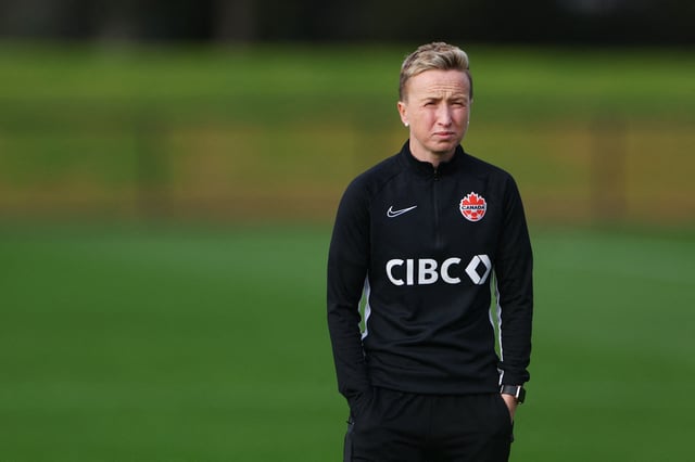 Soccer Football - FIFA Women’s World Cup Australia and New Zealand 2023 - Group B - Canada Training - Olympic Park, Melbourne, Australia - July 24, 2023 Canada coach  Bev Priestman during training REUTERS/Hannah Mckay/File Photo