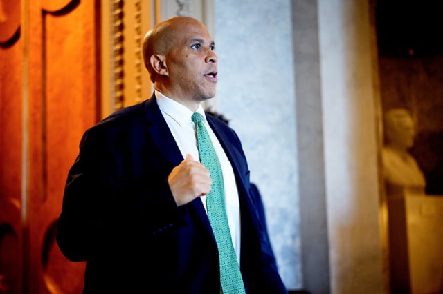 Senator Cory Booker (D-NJ) can be seen walking off the Senate floor at the U.S. Capitol Building on June 30, 2025, in Washington, D.C. (Photo by Andrew Harnik/Getty Images)
