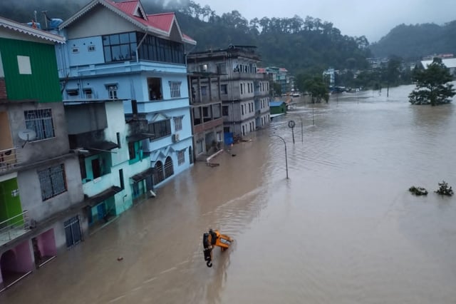 A cloudburst caused sudden flash floods in Sikkim. ANI Photo