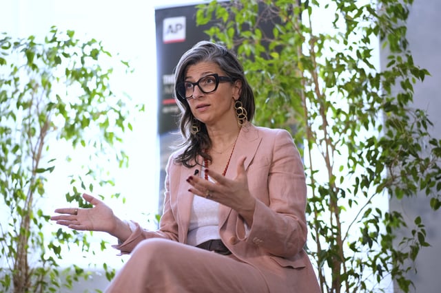Francesca Albanese, the U.N. special rapporteur for the West Bank and Gaza, is interviewed by the Associated Press in Rome, Tuesday, July 29, 2025. (AP Photo/Gregorio Borgia)