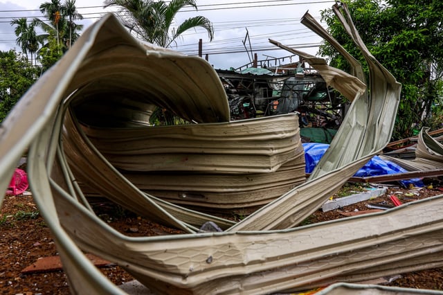 A house damaged by Cambodia's shelling is pictured in Sisaket province, ahead of a ceasefire talks in Malaysia on the deadly border conflict between Thailand and Cambodia that extended to a fifth day, in Thailand, July 28, 2025. REUTERS/Athit Perawongmetha