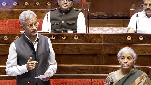 External affairs minister S Jaishankar speaks during a debate in the Rajya Sabha on the Pahalgam terror attack and Operation Sindoor.