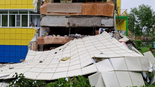 A kindergarten damaged by the earthquake is seen in Petropavlovsk-Kamchatsky, Kamchatka Krai, Russia, July 30, 2025. Administration of the Governor of Kamchatka Krai/Handout via REUTERS/File Photo