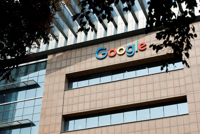 A logo of Google is seen on its office building in Hyderabad, India, January 29, 2024. REUTERS/Francis Mascarenhas/File Photo