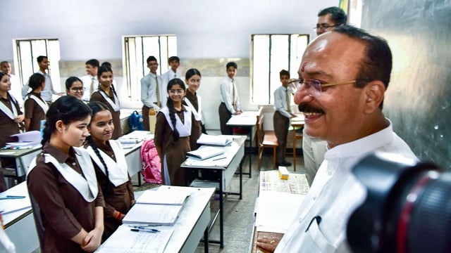 File photo of Delhi Education Minister Ashish Sood visiting a Delhi government school | ANI