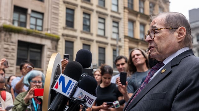 Rep. Jerry Nadler (D-N.Y.) speaks at a news conference in Lower Manhattan on June 18, 2025. Photo: Spencer Platt/Getty Images