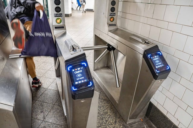 OMNY fare readers are pictured at the Atlantic Terminal in Brooklyn on Saturday, June 7, 2025. (Theodore Parisienne / New York Daily News)