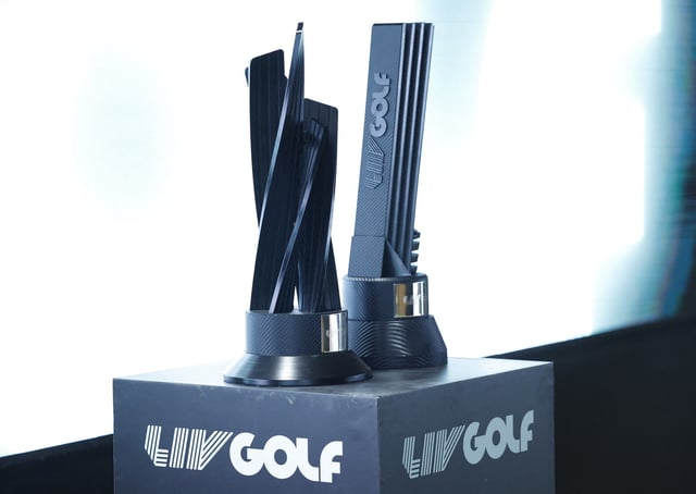 Golf - LIV Golf - TGL Tournament - Riyadh Golf Club, Riyadh, Saudi Arabia - February 6, 2025 General view of the LIV Golf trophies REUTERS/Hamad I Mohammed/File Photo