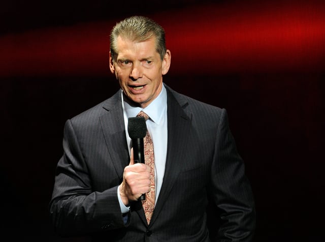 Former WWE Chairman and CEO Vince McMahon speaks at a news conference announcing the WWE Network at the 2014 International CES at the Encore Theater at Wynn Las Vegas on January 8, 2014 in Las Vegas, Nevada.