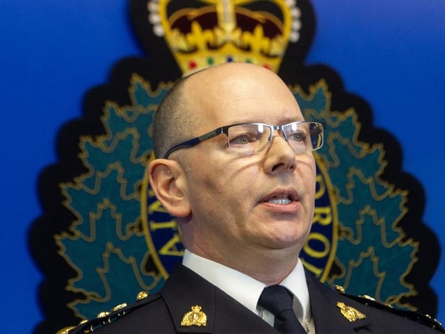 C/Supt Elija Rain at B.C. RCMP headquarters in Surrey, BC., April 17, 2023. 