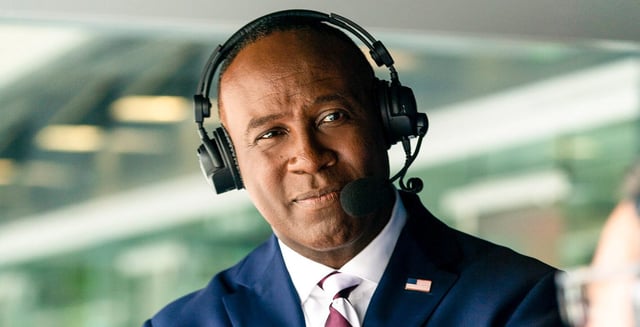 CBS Sports NFL B Team covering the Cincinnati Bengals versus New York Jets at MetLife Stadium on September 25, 2022. Pictured: Charles Davis. Photo: Mary Kouw/CBS ©2022 CBS Broadcasting, Inc. All Rights Reserved
