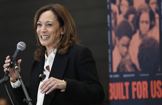 Former Vice President Kamala Harris speaks at the State of the People POWER Tour opening ceremony on June 6, 2025 in Los Angeles, California.