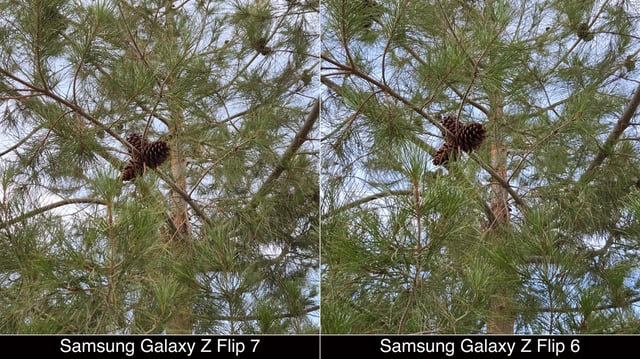 The display size difference between the Samsung Galaxy Z Flip 7 (left) and Galaxy Z Flip 6 (right).