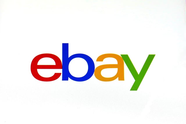 The eBay logo is pictured on a screen in this photo illustration in New York, U.S., July 23, 2019. REUTERS/Brendan McDermid/Illustration