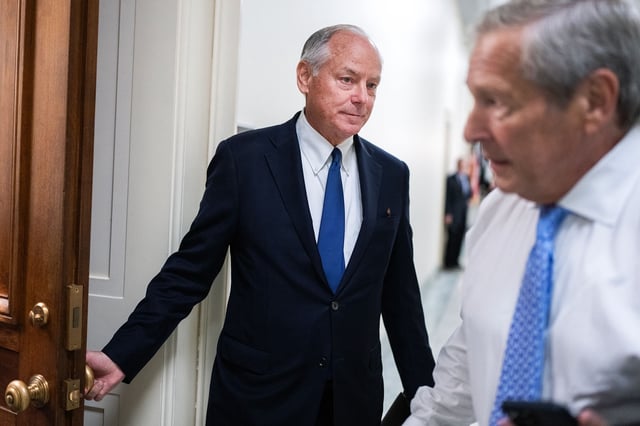 Steve Ricchetti, left, who served as counselor to former President Joe Biden, arrives to a House Oversight and Accountability Committee interview about Biden's mental fitness while in office on Capitol Hill in Washington, DC, on Wednesday.