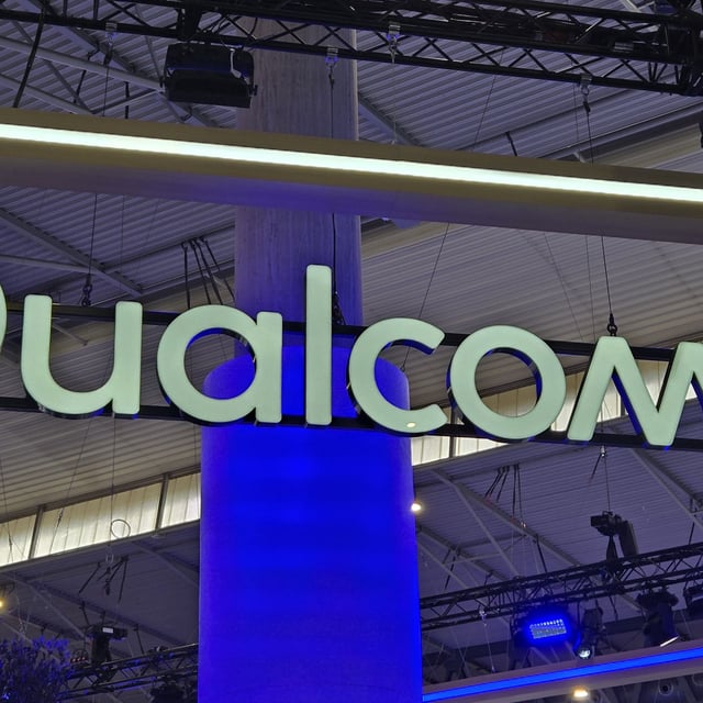 The Qualcomm logo at MWC 2024