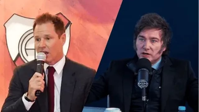 Brito (mandamás del club de Núñez) y Milei (presidente del país) en conflicto.