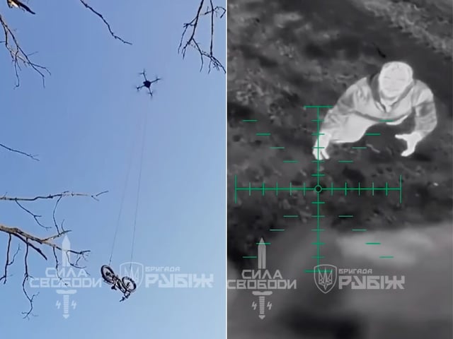 The brigade's team said it took three tries to deliver the bike to the soldier, who was trapped by Russian troops.