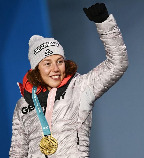 Dahlmeier, tras ganar su segundo oro olímpico.  | |  EFE
