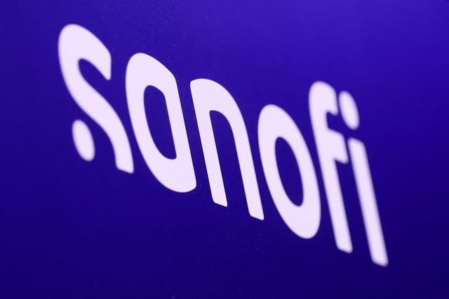 The logo of Sanofi is seen at the Viva Technology conference dedicated to innovation and startups at Porte de Versailles exhibition center in Paris, France, June 11, 2025. REUTERS/Gonzalo Fuentes/File Photo
