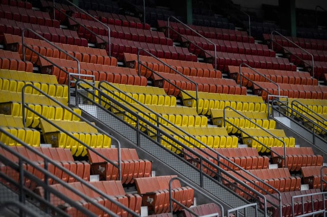 A section of the upper level rainbow seats are shown inside the Astrodome in June 2025.