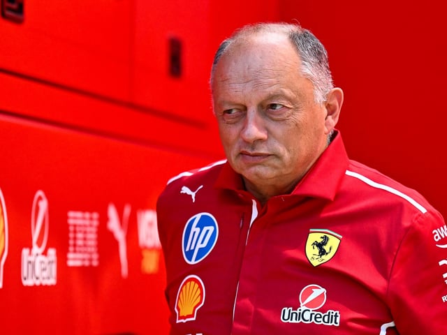 Ferrari team principal Fred Vasseur walks through the paddock at the Hungaroring racetrack, in Mogyoród, Hungary, Thursday, July 31, 2025, ahead of the Hungarian Formula One Grand Prix. (AP Photo/Denes Erdos)