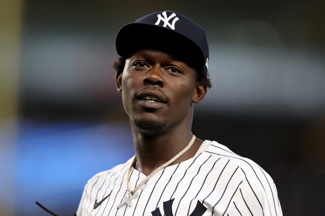NEW YORK, NEW YORK - JULY 11: Jazz Chisholm Jr. #13 of the New York Yankees looks on during the game against the Chicago Cubs at Yankee Stadium on July 11, 2025 in New York City. (Photo by Evan Bernstein/Getty Images)