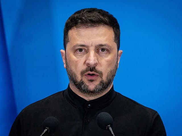 ROME, ITALY - 2025/07/10: Ukrainian President Volodymyr Zelensky addresses a press conference at Ukraine Recovery Conference 2025 (URC2025) at the Roma Convention Centre "La Nuvola". (Photo by Stefano Costantino/SOPA Images/LightRocket via Getty Images)