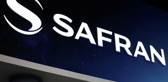 Le logo de Safran au salon du Bourget, le 19 juin 2025