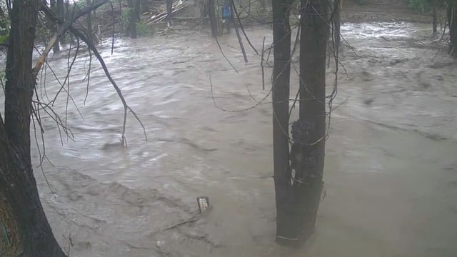 Flooding Rio Ruidoso River at Hollywood, New Mexico on July 30, 2025. Credit: USGS