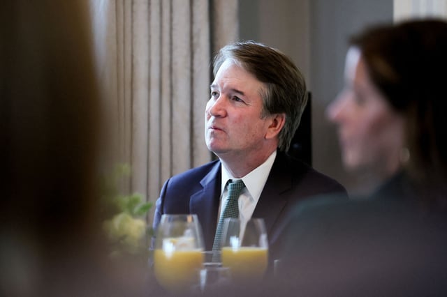 Supreme Court Justice Brett Kavanaugh listens to remarks at Vice President JD Vance's residence during a visit by Irish Taoiseach (Prime Minister) Micheal Martin, ahead of St. Patrick's Day, in Washington, DC, on March 12.