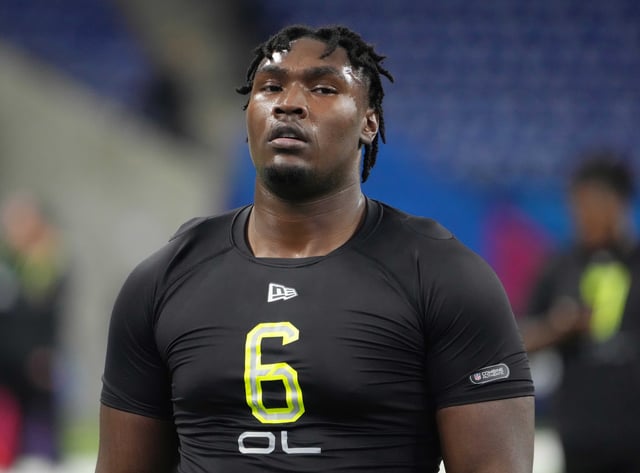 Mar 4, 2022; Indianapolis, IN, USA;  Mississippi State offensive lineman Charles Cross (OL06) during the 2022 NFL Scouting Combine at Lucas Oil Stadium. Mandatory Credit: Kirby Lee-USA TODAY Sports/File Photo