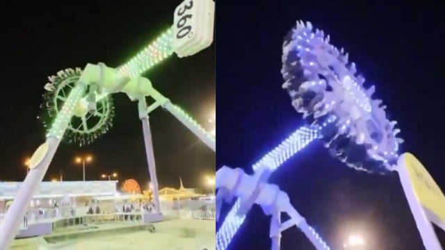 Juego mecánico se parte a la mitad en Arabia Saudita y deja 23 heridos