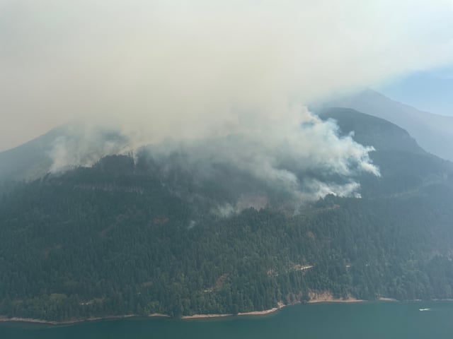 An aerial view of the Bear Creek wildfire taken on July 30. 