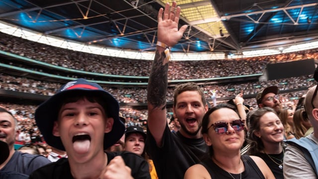 Oasis fans at Wembley stadium — where caterers have had to get creative to meet demand