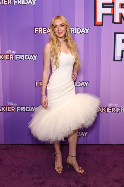 Lindsay Lohan attends the "Freakier Friday" New York premiere held at Hudson Square Theater on July 28, 2025.