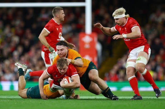 Rugby Union - Autumn Internationals - Wales v Australia - Millennium Stadium, Cardiff, Wales, Britain - November 17, 2024 Australia's Matt Faessler in action with Wales's Jac Morgan Action Images via Reuters/Matthew Childs/File Photo