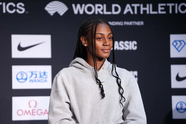 Jul 4, 2025; Eugene, OR, USA; Sha'Carri Richardson (USA) during the 50th Prefontaine Classic press conference at the Graduate Hotel Eugene. Mandatory Credit: Kirby Lee-Imagn Images/File Photo