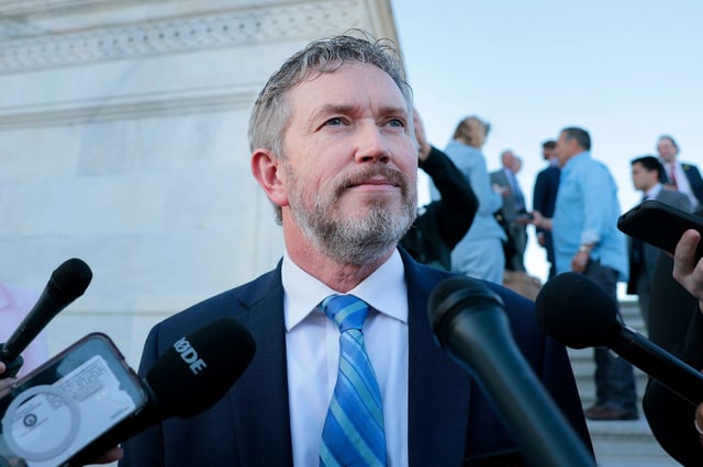Rep. Thomas Massie speaks to reporters following a series of votes at the US Capitol on March 11 in Washington, DC.