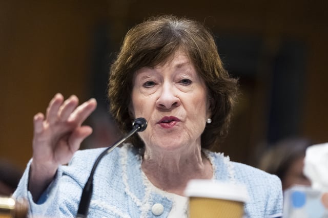 Senate Appropriations Committee Chairman Susan Collins, R-Maine, presides over the first FY2026 markup on Capitol Hill in Washington, Thursday, July 10, 2025. (AP Photo/Manuel Balce Ceneta)