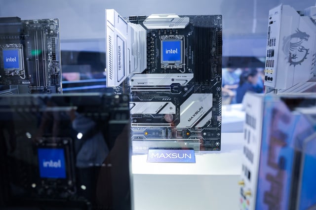 Intel Motherboard can be seen on display at Computex in Taipei, Taiwan June 5, 2024. REUTERS/Ann Wang/File Photo