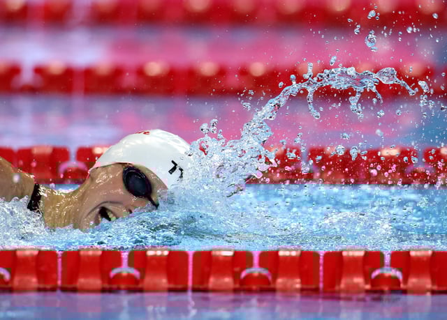 Swimming - World Aquatics Championships - Women 800m Freestyle - World Aquatics Championships Arena, Singapore - August 1, 2025 Katie Ledecky of the U.S. in action during heat 3 REUTERS/Hollie Adams