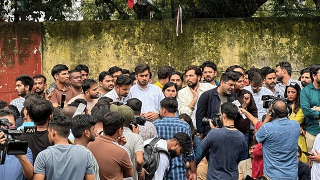SSC exam aspirants protest with DUSU president Ronak Khatri in New Delhi | By special arrangement