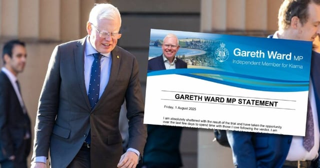 Kiama MP Gareth Ward outside Darlinghurst courthouse last Wednesday and the statement issued from his electorate office on Friday, August 1. Picture by Adam McLean
