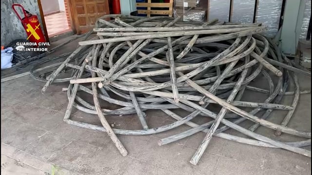 Cable de cobre recuperado por la Guardia Civil.