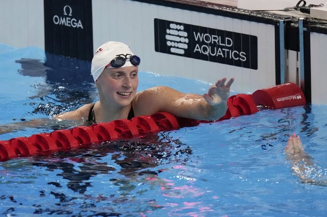 Katie Ledecky. tras su victoria en los 800 metros libres en el Mundial de Singapur