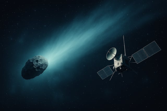 A hypothetical mission to intercept an interstellar comet. Created by the author using Copilot AI.